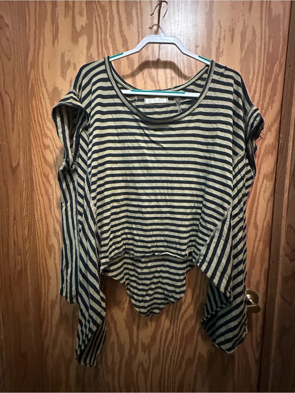 We The Free Black and Green Striped Angel Tee